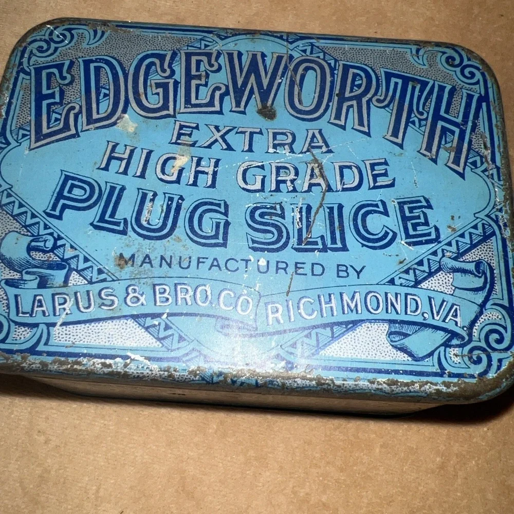 VINTAGE BLUE TIN Edgeworth Extra High Grade Plug Slice Tim